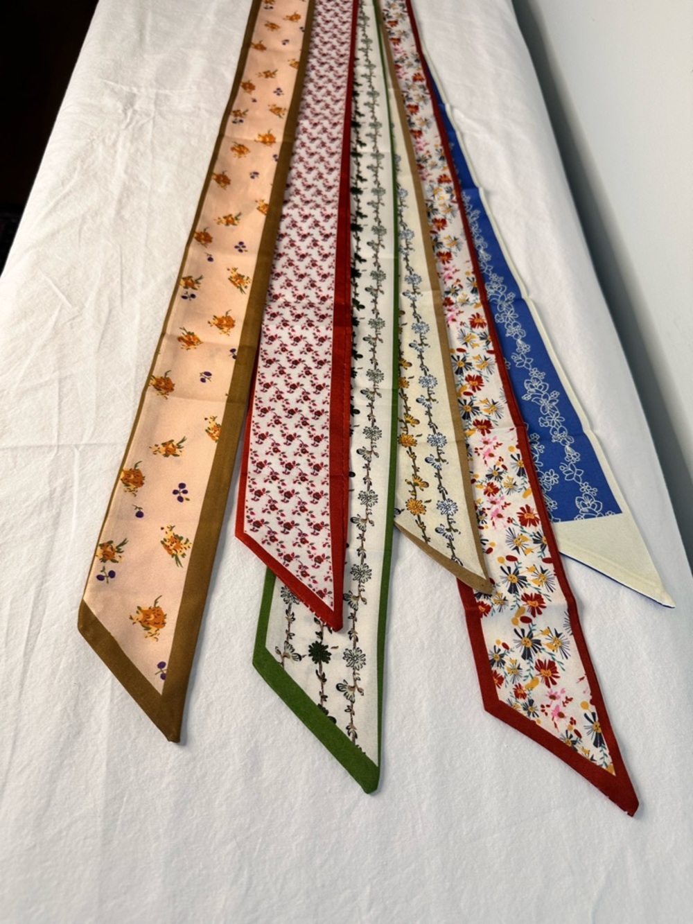Floral Skinny TWILLY/SCARVES Set — Mixed Colors